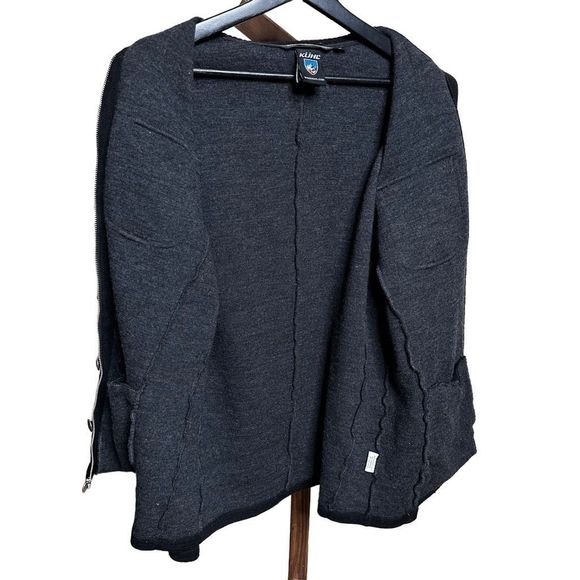 KUHL Spy Marino Wool Black Button Front Zip Up Jacket - Picture 3 of 5